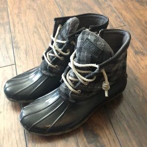 Black Plaid Sperry Duck Boots